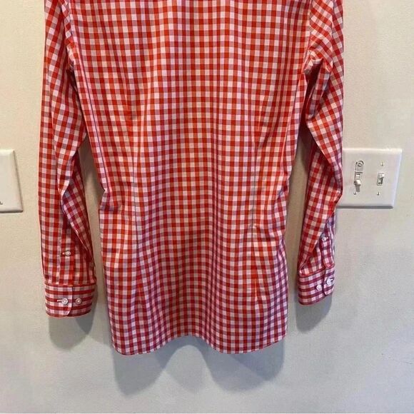 Bonobos wrinkle free tailored slim fit button down Shirt in red plaid mens 15/34 - Picture 7 of 8